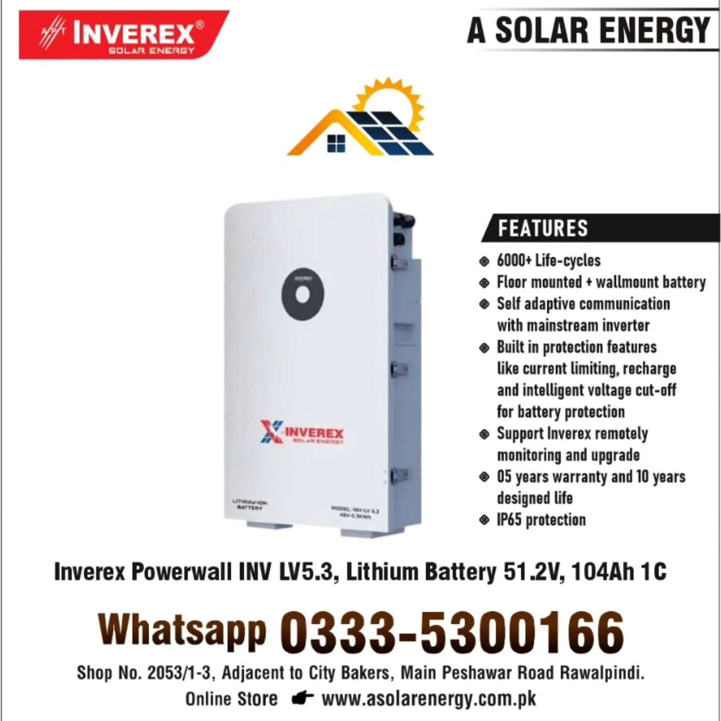 Inverex Powerwall INV LV5.3 51.2V 104Ah 1C Lithium battery