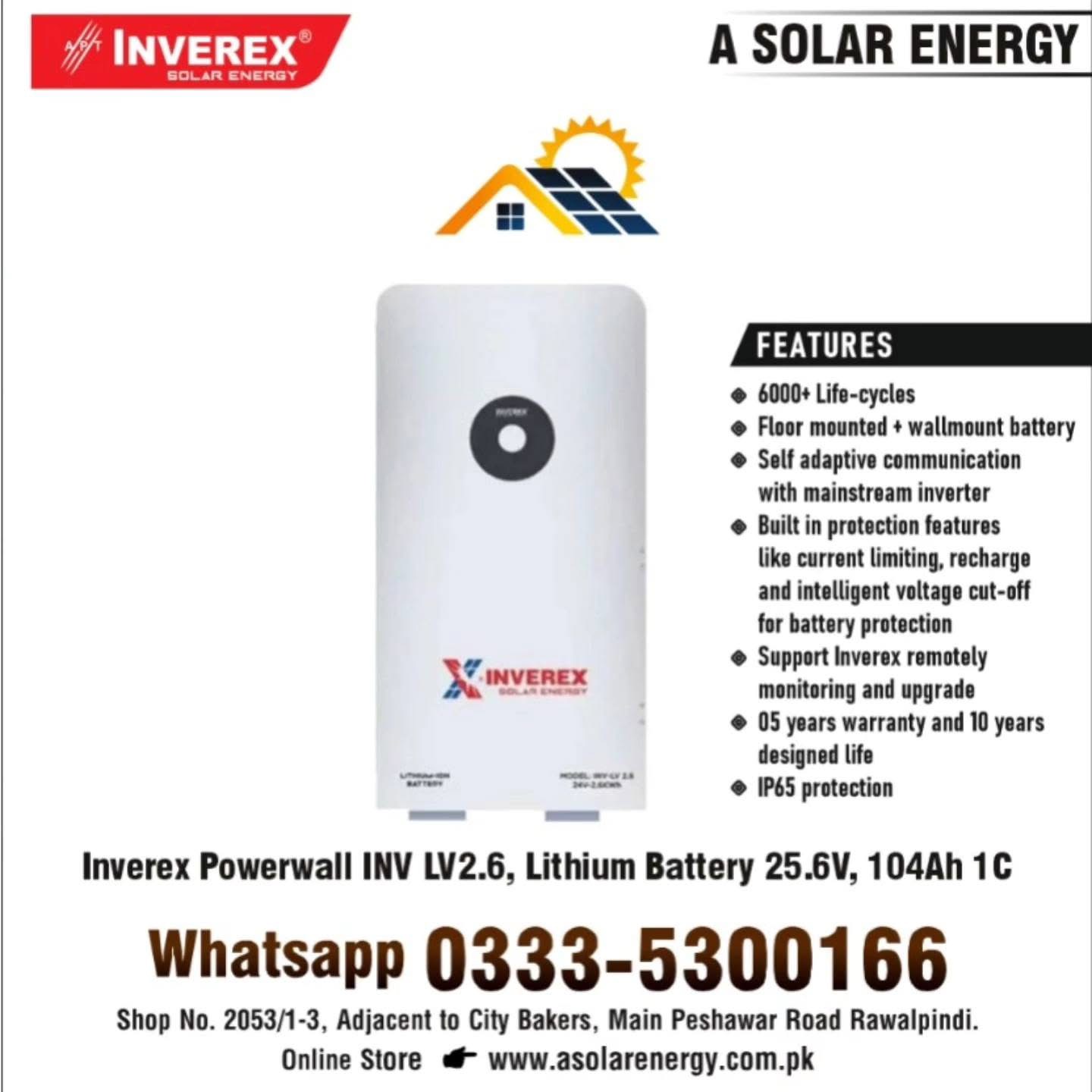 Inverex Powerwall INV LV2.6 25.6V 104Ah 1C Lithium battery