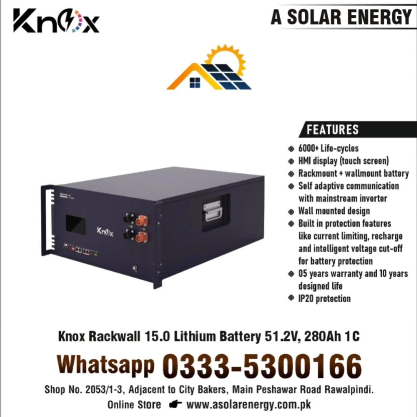 Knox Rackwall 15.0 Lithium Battery 51.2V,280Ah 1C