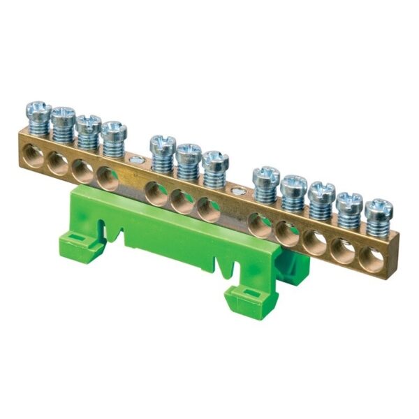 Earth Bar 12-Way Green DIN Rail