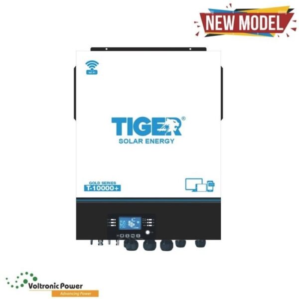 Tiger T-10000+ Gold Series 8kW Hybrid Solar Inverter With 1100W PV | Built-in WiFi | Dual Output | BMS Port