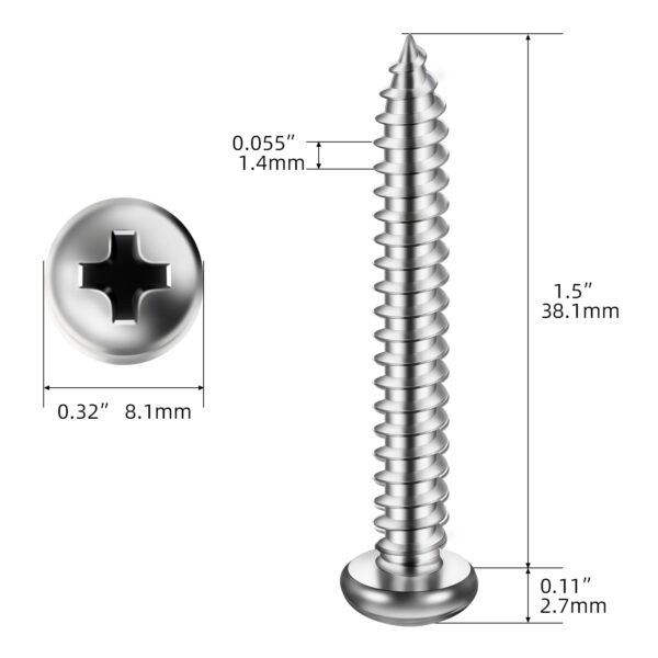 Self-Tapping Screw #8 × 1.5" (100pcs)