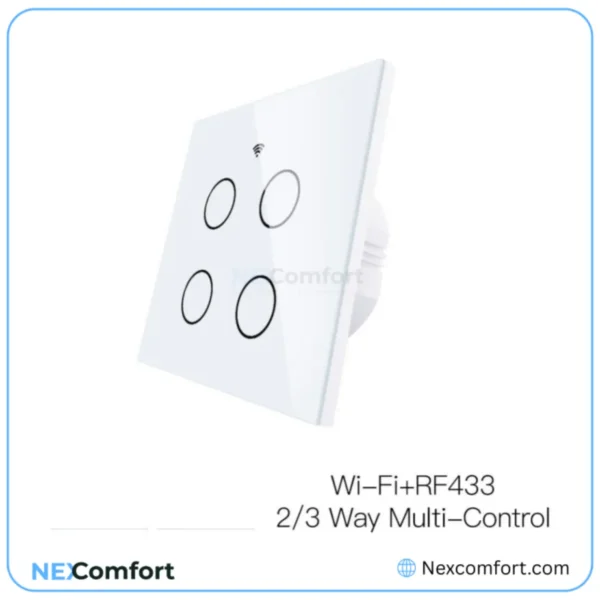 4 Gang Smart Touch Switch panel | WiFi Light Switch | White