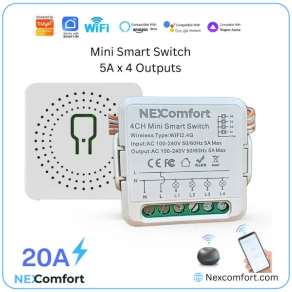 2CH Smart WiFi Switch Mini – 16A | Wireless Home Automation N2CHS