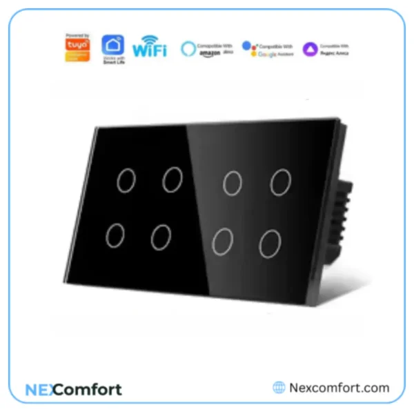 8 Gang WiFi switch Circle icon Black