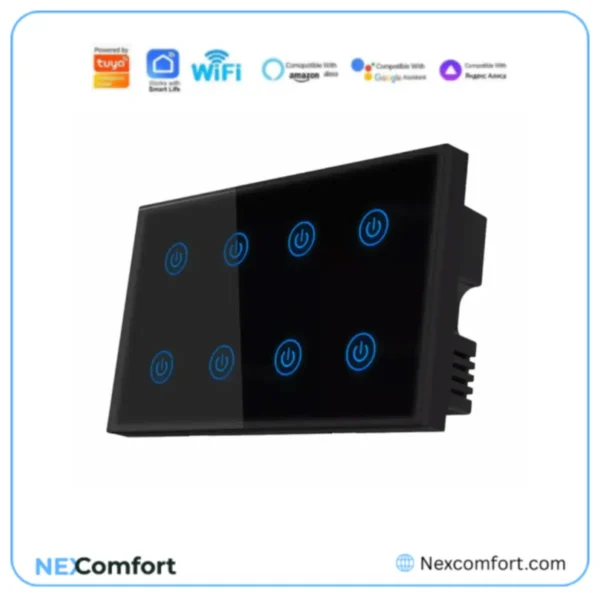 8 Gang WiFi switch | Black WiFi switch