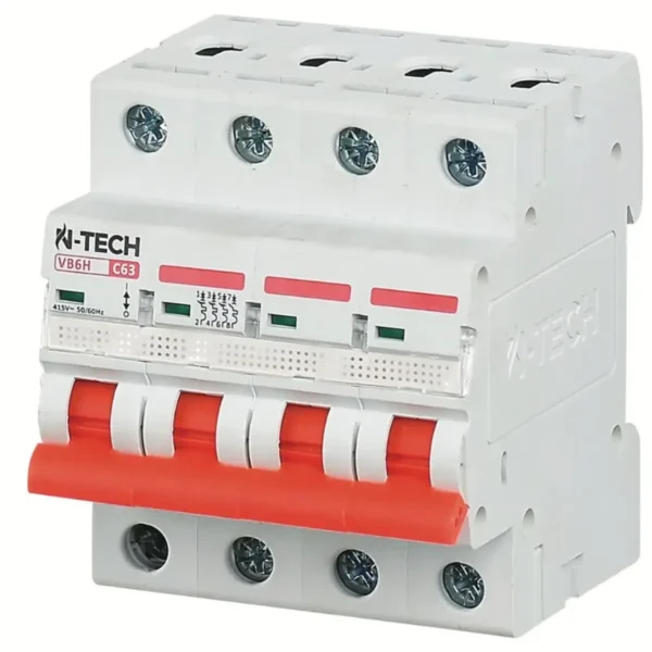 N-Tech VB6H 4 Pole AC MCB Overload & Short-Circuit Protection