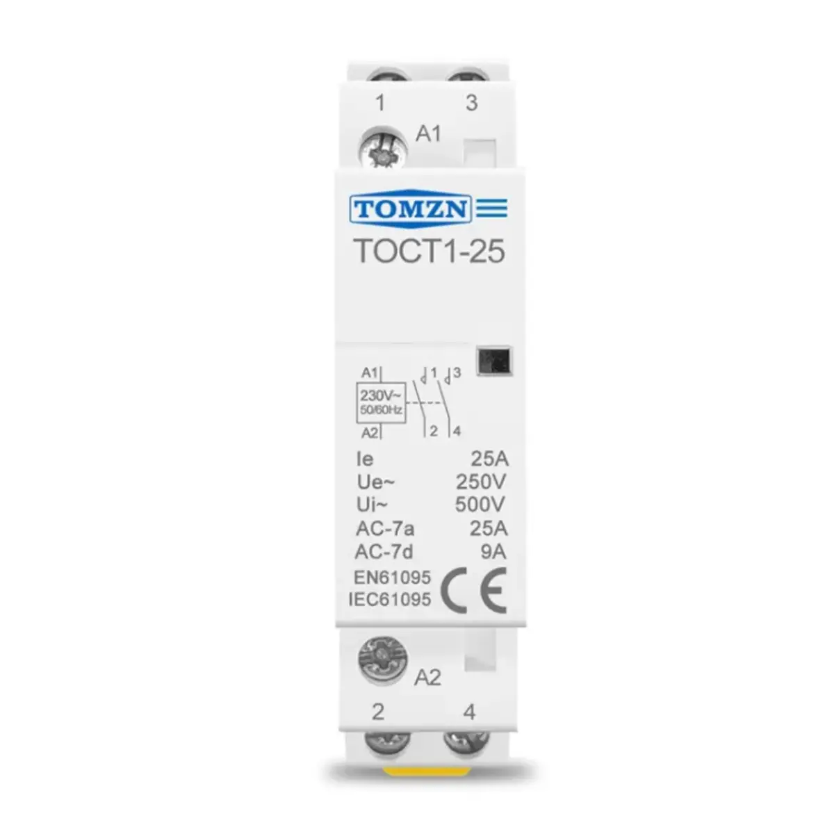 Tomzn TOCT1-25 Contactor 2P 25A 220V Din Rail Ac Modular Contactor Tomzn TOCT1-25 Contactor 2P 25A 220V Din Rail Ac Modular Contactor - Image 1